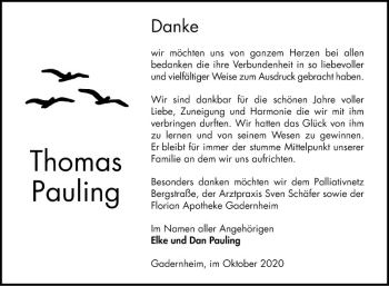 Traueranzeige von Thomas Pauling von Bergsträßer Anzeiger