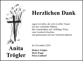 Traueranzeige von Anita Trögler von Fränkische Nachrichten