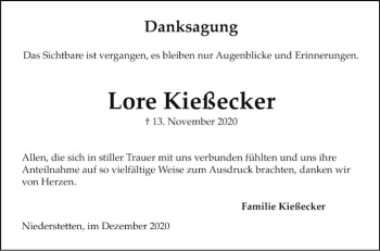 Traueranzeige von Lore Kießecker von Fränkische Nachrichten