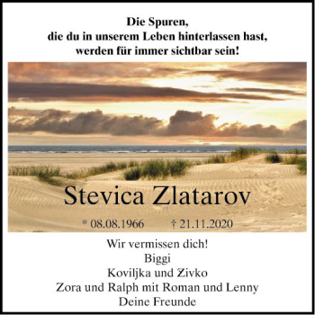 Traueranzeige von Stevica Zlatarov von Bergsträßer Anzeiger