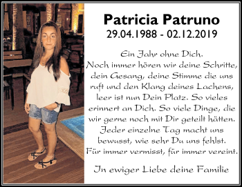 Traueranzeige von Patricia Patruno 