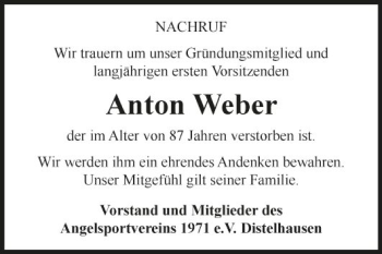 Traueranzeige von Anton Weber von Fränkische Nachrichten