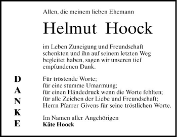 Traueranzeige von Helmut Hoock von Südhessen Morgen