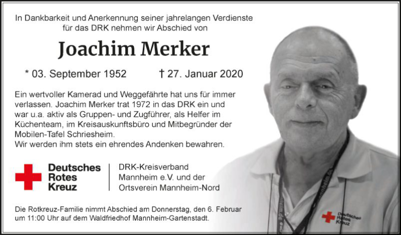  Traueranzeige für Joachim Merker vom 01.02.2020 aus Mannheimer Morgen