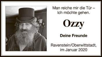 Traueranzeige von Ozzy  von Fränkische Nachrichten