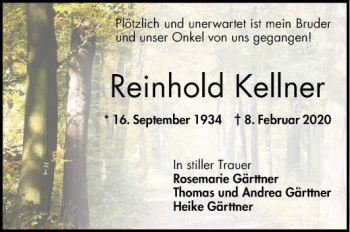 Traueranzeige von Reinhold Keller von Mannheimer Morgen