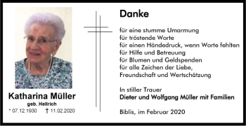 Traueranzeige von Katharina Müller von Südhessen Morgen