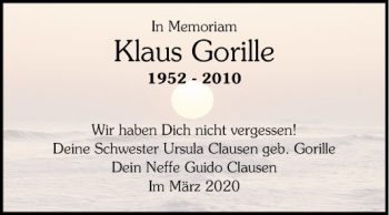 Traueranzeige von Klaus Gorille von Mannheimer Morgen