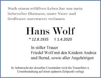 Traueranzeige von Halls Wolf von Mannheimer Morgen