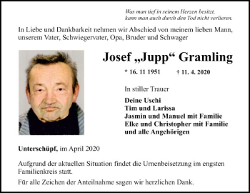 Traueranzeige von Josef Gramling von Fränkische Nachrichten