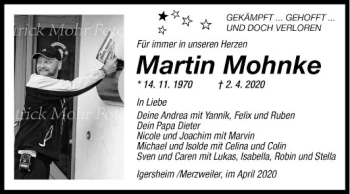 Traueranzeige von Martin Mohnke von Fränkische Nachrichten