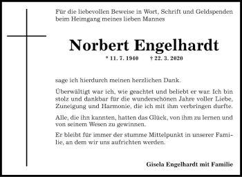 Traueranzeige von Norbert Engelhardt von Fränkische Nachrichten