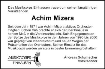 Traueranzeige von Achim Mizera von Bergsträßer Anzeiger
