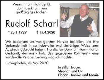 Traueranzeige von Rudolf Scharl von Mannheimer Morgen