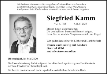 Traueranzeige von Siegfried Kamm von Fränkische Nachrichten