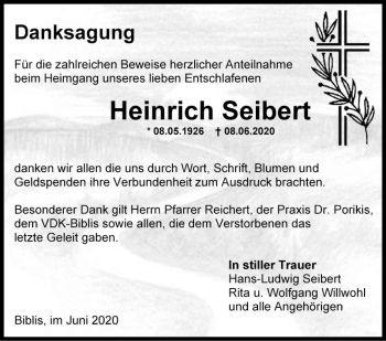 Traueranzeige von Heinrich Seibert von Südhessen Morgen