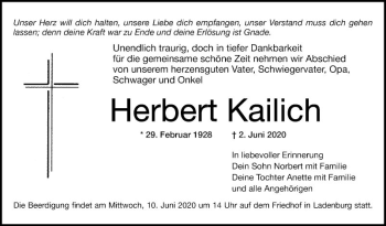 Traueranzeige von Herbert Kailich von Mannheimer Morgen