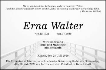 Traueranzeige von Erna Walter von Schwetzinger Zeitung