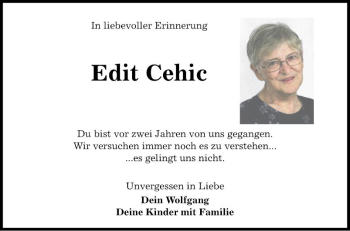 Traueranzeige von Edit Cehic von Fränkische Nachrichten