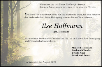 Traueranzeige von Ilse Hoffmann von Schwetzinger Zeitung