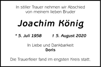 Traueranzeige von Joachim König von Mannheimer Morgen