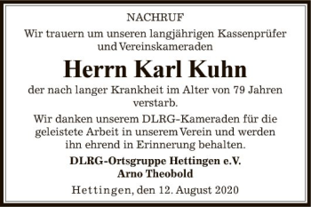 Traueranzeige von Karl Kuhn von Fränkische Nachrichten