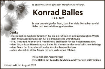 Traueranzeige von Konrad Balles von Fränkische Nachrichten