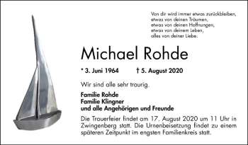 Traueranzeige von Michael Rohde von Bergsträßer Anzeiger