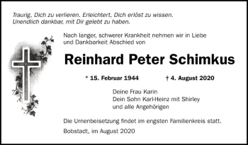 Traueranzeige von Reinhard Peter Schimkus von Mannheimer Morgen