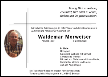 Traueranzeige von Waldemar Morweiser von Mannheimer Morgen