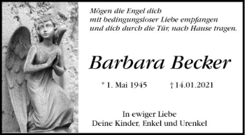 Traueranzeige von Barbara Becker von Schwetzinger Zeitung