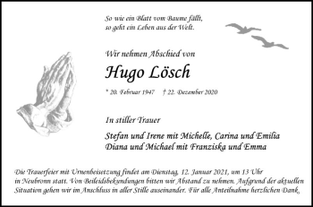 Traueranzeige von Hugo Lösch von Fränkische Nachrichten