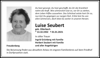 Traueranzeige von Luise Seubert von Fränkische Nachrichten