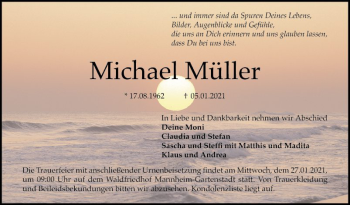 Traueranzeige von Michael Müller von Mannheimer Morgen