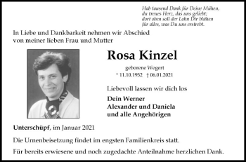 Traueranzeige von Rosa Kinzel von Fränkische Nachrichten