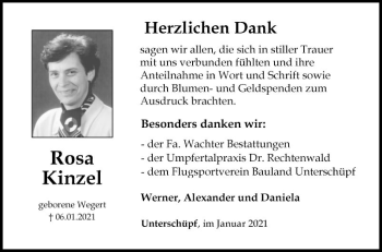 Traueranzeige von Rosa Kinzel von Fränkische Nachrichten