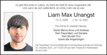 Traueranzeige von Liam Max Unangst von Fränkische Nachrichten