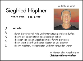 Traueranzeige von Siegfried Höpfner von Bergsträßer Anzeiger