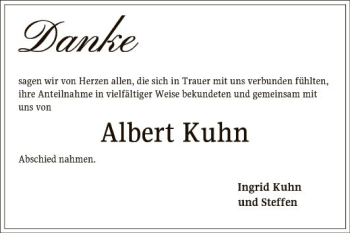 Traueranzeige von Albert Kuhn von Mannheimer Morgen