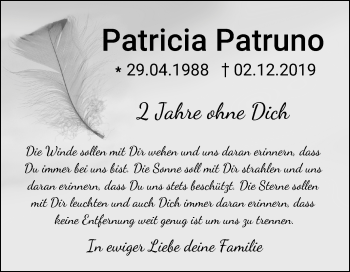 Traueranzeige von Patricia Patruno von Mannheimer Morgen