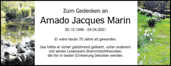 Traueranzeige von Amado Jacques Marin von Mannheimer Morgen