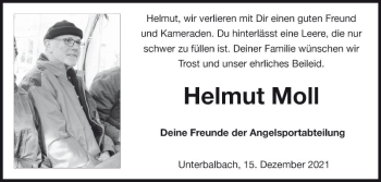 Traueranzeige von Helmut Moll von Fränkische Nachrichten