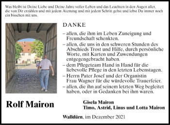 Traueranzeige von Rolf Mairon von Fränkische Nachrichten