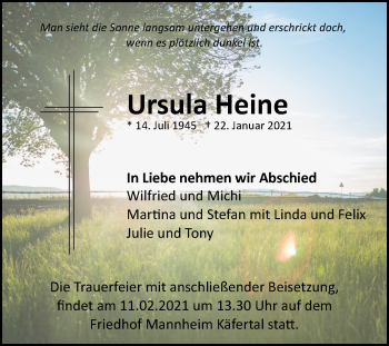 Traueranzeige von Ursula Heine von Mannheimer Morgen