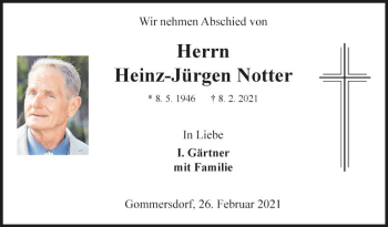 Traueranzeige von Heinz-Jürgen Notter von Fränkische Nachrichten