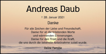 Traueranzeige von Andreas Daub von Mannheimer Morgen