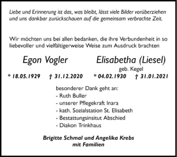 Traueranzeige von Egon Vogler von Mannheimer Morgen