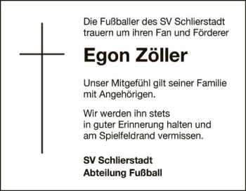 Traueranzeige von Egon Zöller von Fränkische Nachrichten