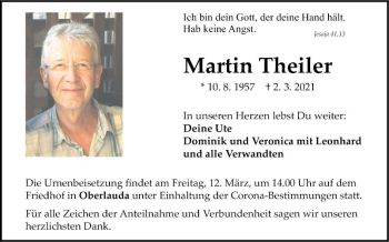 Traueranzeige von Martin Theiler von Fränkische Nachrichten