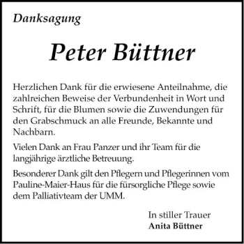 Traueranzeige von Peter Büttner von Mannheimer Morgen
